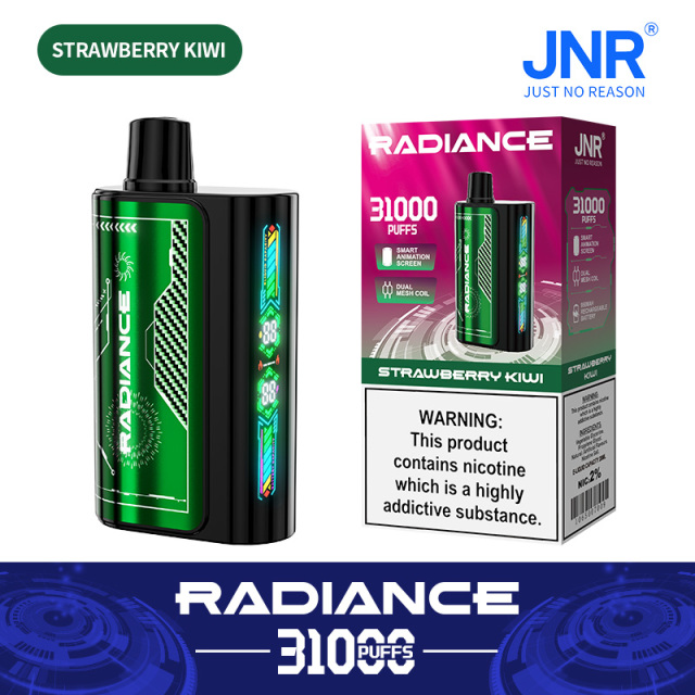 JNR Radiance Elegant Vape device featuring Strawberry Kiwi flavor, offering 31,000 puffs for an exhilirating experience.