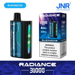 JNR Radiance Elegant Vape device featuring Blue Razz Ice flavor, offering 31,000 puffs for an exhilirating experience.