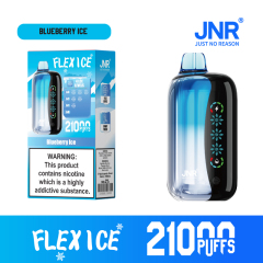 JNR Flex Ice Vape device featuring Blueberry Ice flavor, offering 21,000 puffs for an exhilirating experience.