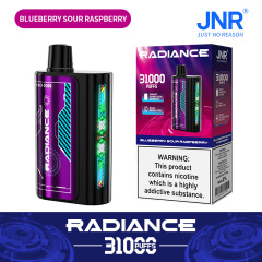 JNR Radiance Elegant Vape device featuring Blueberry Sour Raspberry flavor, offering 31,000 puffs for an exhilirating experience.