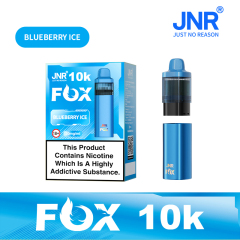 JNR Fox Vape device having sleek design and featuring Blueberry Ice flavor, offering 10,000 puffs for a refreshing experience.