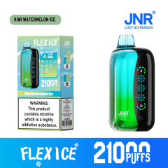 JNR Flex Ice Vape device featuring Kiwi Watermelon Ice flavor, offering 21,000 puffs for an exhilirating experience.