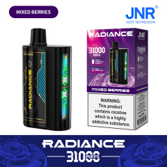 JNR Radiance Elegant Vape device featuring Mixed Berries flavor, offering 31,000 puffs for an exhilirating experience.