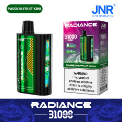 JNR Radiance Elegant Vape device featuring Passion Fruit Kiwi flavor, offering 31,000 puffs for an exhilirating experience.