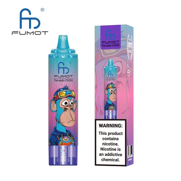 Fumot Tornado 15000 Puffs Vape featuring the flavor and showing the vape and vape packaging.