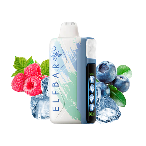 Elfbar Ice King 30000 Puffs vape in flavor, blue razz ice showing the vape and its packaging