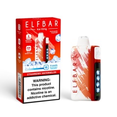 Elfbar Ice King 30000 Puffs vape in flavor, strawberry watermelon showing the vape and its packaging