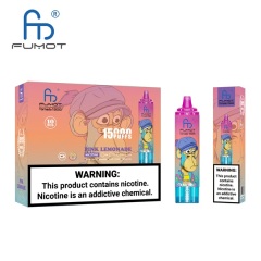 Fumot Tornado 15000 Puffs Vape featuring the flavor pink lemonade and showing the vape and vape packaging.