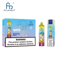 Fumot Tornado 15000 Puffs Vape featuring the flavor skittles and showing the vape and vape packaging.