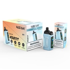 Razz Bar 45,000 Puffs Vape in flavor, love 66 featuring the vape and the box of the vape.