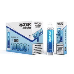 Razz Bar crystal 1000ml vape packaging showcasing blue razz ice flavor with a sleek design.