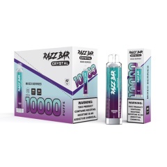 Razer Crystal 1000ml e-liquid packaging featuring mixed berries flavor for Razz Bar crystal 10K vapes.