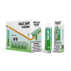 Razz Bar Crystal 1000ml vape showcasing the device and packaging, highlighting lemon lime flavor.