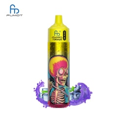 Fumot RandM Tornado 30K Music vape with a skull graphic, highlighting Blueberry Ice flavor on a white surface.