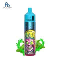 Fumot RandM Tornado 30K Music vape e-liquid bottle with a skull graphic, showcasing Cool Mint flavor against a white backdrop.