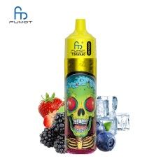 Colorful Vape featuring a skull design, labeled Fumot Tornado 30K Music, with Mixed Berries flavor on a white background.