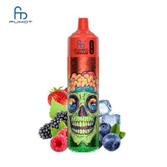 Fumot RandM Tornado 30K Music vape with a skull graphic, showcasing Mixed Berries flavor against a white backdrop.