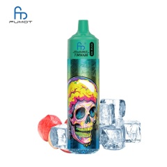 Colorful e-liquid bottle featuring a skull design, labeled Fumot Tornado 30K Music, with Ice Tea Peach Ice flavor on a white background.