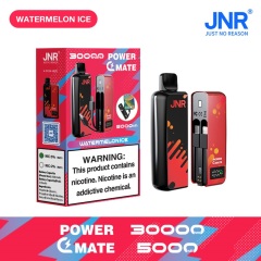 JNR Power Mate 30000 Puffs vape featuring watermelon ice flavor and showing the vape and vape box.