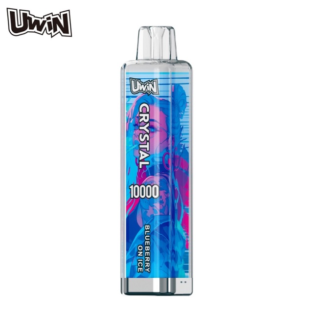 UWin Crystal 10000 Puffs Vape showing the vape in flavor blueberry on ice