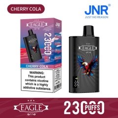 JNR Eagle 23000 Puffs vape featuring cherry cola flavor and showing the vape and vape box.