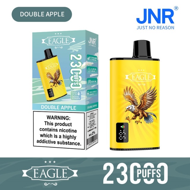 JNR Eagle 23000 Puffs vape featuring double apple flavor and showing the vape and vape box.