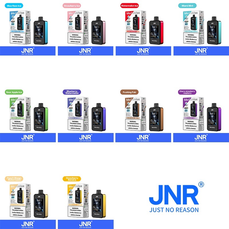 JNR MediaMax 40000 Puffs Vape featuring various flavors.