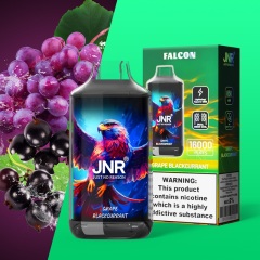 JNR Falcon 16000 Puffs Vape in cherry black currant flavor with cherry and black currant in the background