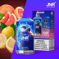 JNR Falcon 16000 Puffs Vape in grapefruit lemonade ice flavor with grapefruit and lemon in the background