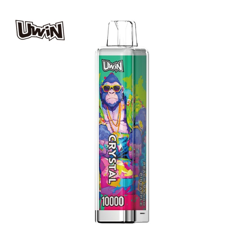 UWin Crystal 10000 Puffs Vape showing the vape in flavor peach mango pineapple
