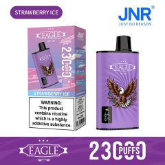 JNR Eagle 23000 Puffs vape featuring strawberry ice flavor and showing the vape and vape box.