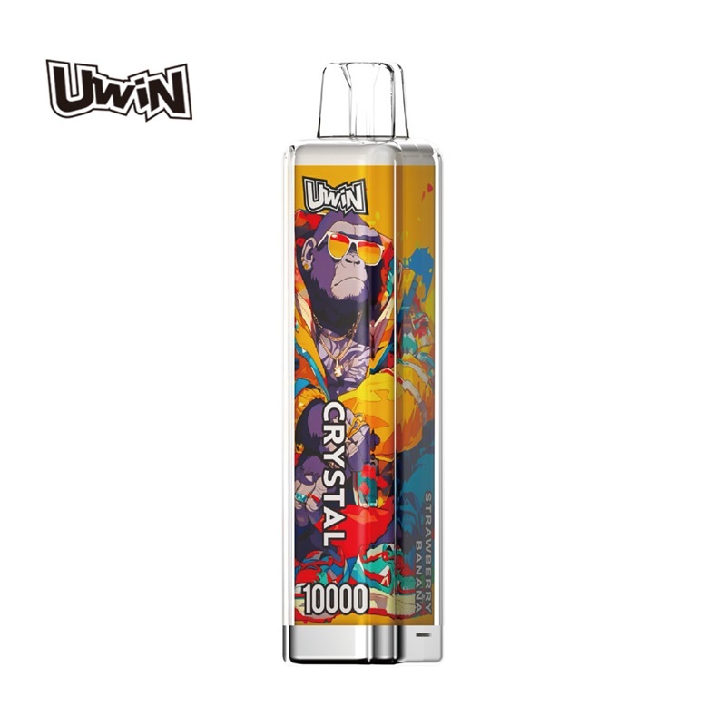 UWin Crystal 10000 Puffs Vape showing the vape in flavor strawberry banana