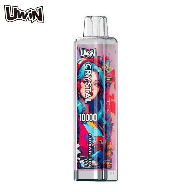 UWin Crystal 10000 Puffs Vape showing the vape in flavor strawberry ice