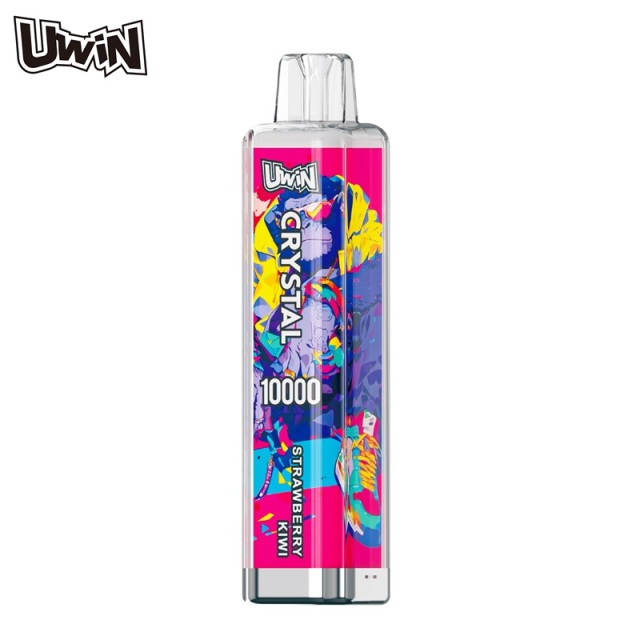 UWin Crystal 10000 Puffs Vape showing the vape in flavor strawberry kiwi