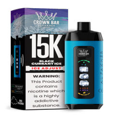 Al Fakher Ice Adjust 15K Puffs Vape in flavor, black currant ice showing the vape and the box.