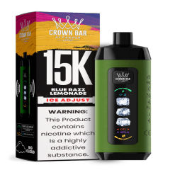 Al Fakher Ice Adjust 15K Puffs Vape in flavor, blue razz lemonade showing the vape and the box.
