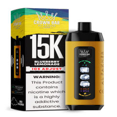 Al Fakher Ice Adjust 15K Puffs Vape in flavor, blueberry lemonade showing the vape and the box.