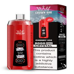 Al Fakher Crystal 8K Puffs Vape in flavor, cherry ice showing the vape and the box.