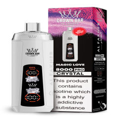 Al Fakher Crystal 8K Puffs Vape in flavor, magic love showing the vape and the box.