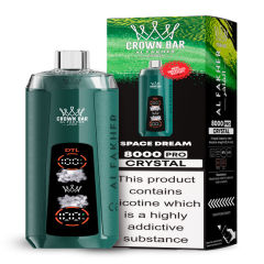Al Fakher Crystal 8K Puffs Vape in flavor, space dream showing the vape and the box.