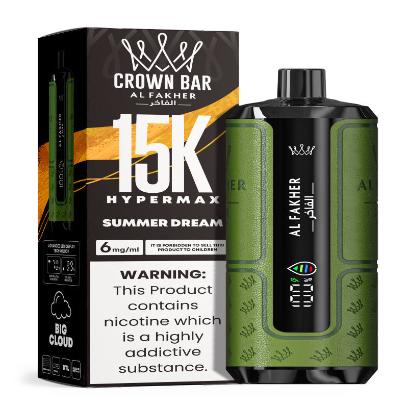 Al Fakher Hypermax Disposable 15K Puffs Vape in flavor, summer dream showing the vape and the packaging.