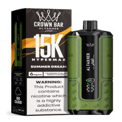Al Fakher Hypermax Disposable 15K Puffs Vape in flavor, summer dream showing the vape and the packaging.