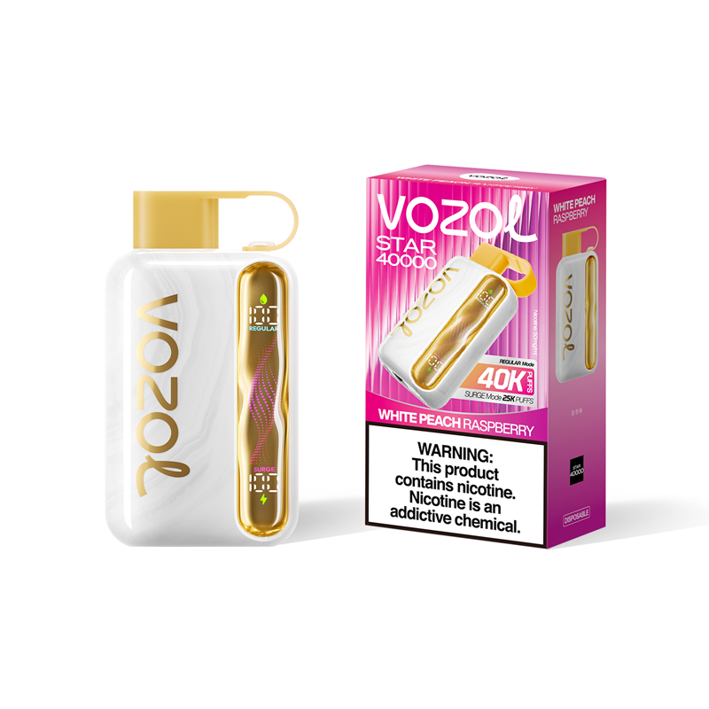 Vozol Star 40000 Puffs Vape in flavor white peach raspberry