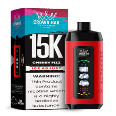 Al Fakher Ice Adjust 15K Puffs Vape in flavor, cherry fizz showing the vape and the box.