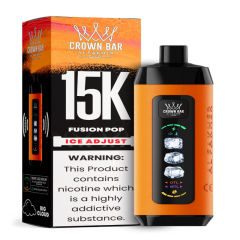 Al Fakher Ice Adjust 15K Puffs Vape in flavor, fusion pop showing the vape and the box.