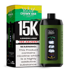 Al Fakher Ice Adjust 15K Puffs Vape in flavor, lemon lime showing the vape and the box.