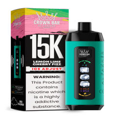 Al Fakher Ice Adjust 15K Puffs Vape in flavor, lemon lime cherry fizz showing the vape and the box.