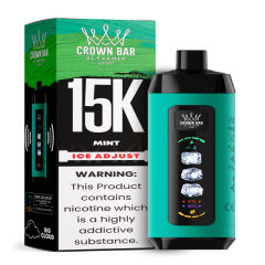 Al Fakher Ice Adjust 15K Puffs Vape in flavor, mint showing the vape and the box.