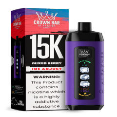 Al Fakher Ice Adjust 15K Puffs Vape in flavor, mixed berry showing the vape and the box.