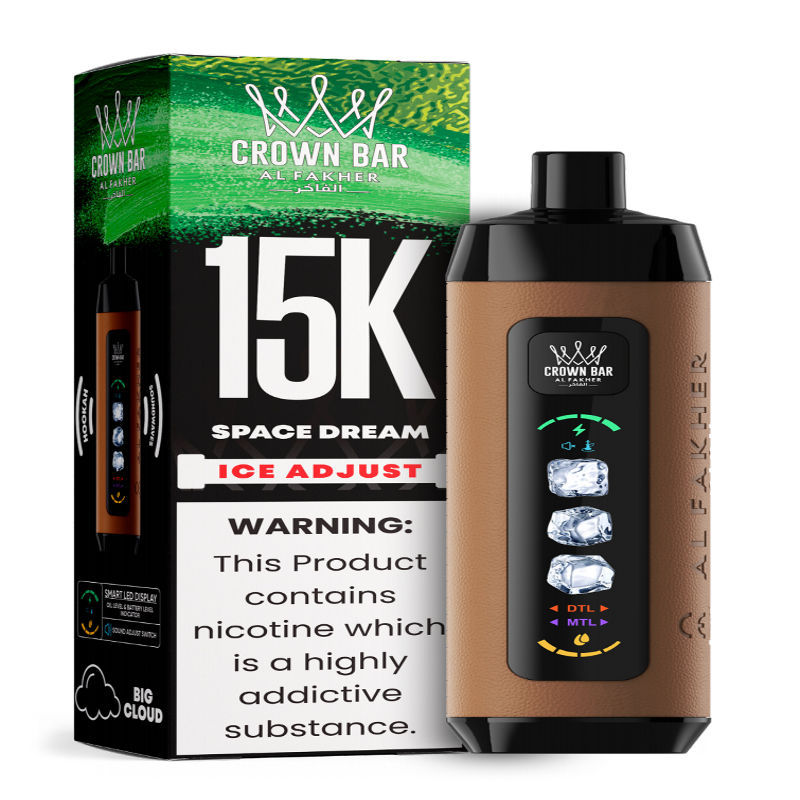 Al Fakher Ice Adjust 15K Puffs Vape in flavor, space dream showing the vape and the box.